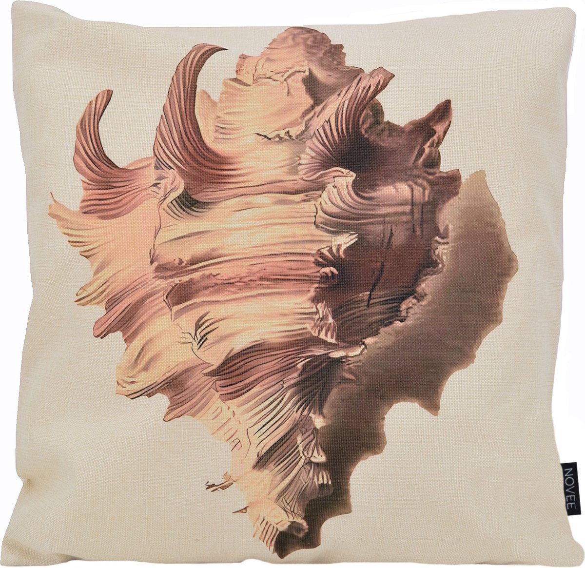 NOVÉE Sierkussen Sea Shell / Schelp | 45 x 45 cm | Katoen/Linnen Bruin