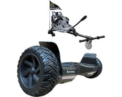 Ampes Hoverboard - Off Road Hoverboard - Bluetooth Speaker - 36V 4.0 Ah Accu - Oxboard - 15 km/h - UL2272 Gecertificeerd - LED Verlichting - Anti lek banden - Belastbaar tot 120KG - 8.5 Inch - Inclusief Draagtas - 800W - Carbon + Hoverkart Camouflage