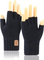 Rainbecom - Gants - Zwart - Sans doigts - Sans bout des doigts - Convient aux femmes et hommes unisexe - Plus épais - Garde au chaud - Taille Taille unique - Gants d'hiver pour la course, le cyclisme et l'extérieur