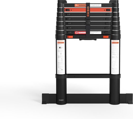 RMBO Telescopische Ladder - Telescoopladder - 2.60m lang, Compact en Draagbaar met Soft Closing Systeem, Geschikt voor Particulier en Professioneel Gebruik, Telescopische Vouwladder, Max. Belasting 150 kg, EN 131.6