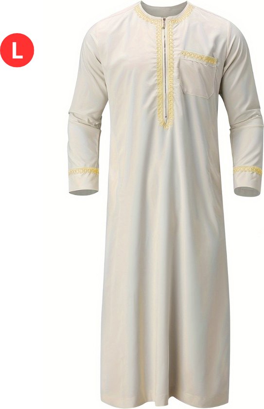 Bovista Djellaba - Kaftan - Heren - Arabisch - Mannen - Moslim Kleding - Islamitische Kleding - Alhamdulillah - Beige L