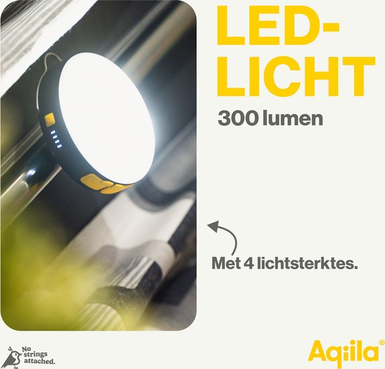 Aqiila Campinglamp met Powerbank, Lamp 300 lumen, IP67 waterdicht, Powerbank 10.000mAh, 20W, 1x USB-C, 1x USB-A, Werklamp met verstelbare standaard en magnetische achterkant van Aqiila — afbeelding 2