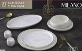 Bol.com Senella Luxe Serviesset - 27 Delig Serviesset - 6 Persoons - Porseleinen Servies Set - Rond/ovaal - Wit met gouden randje aanbieding