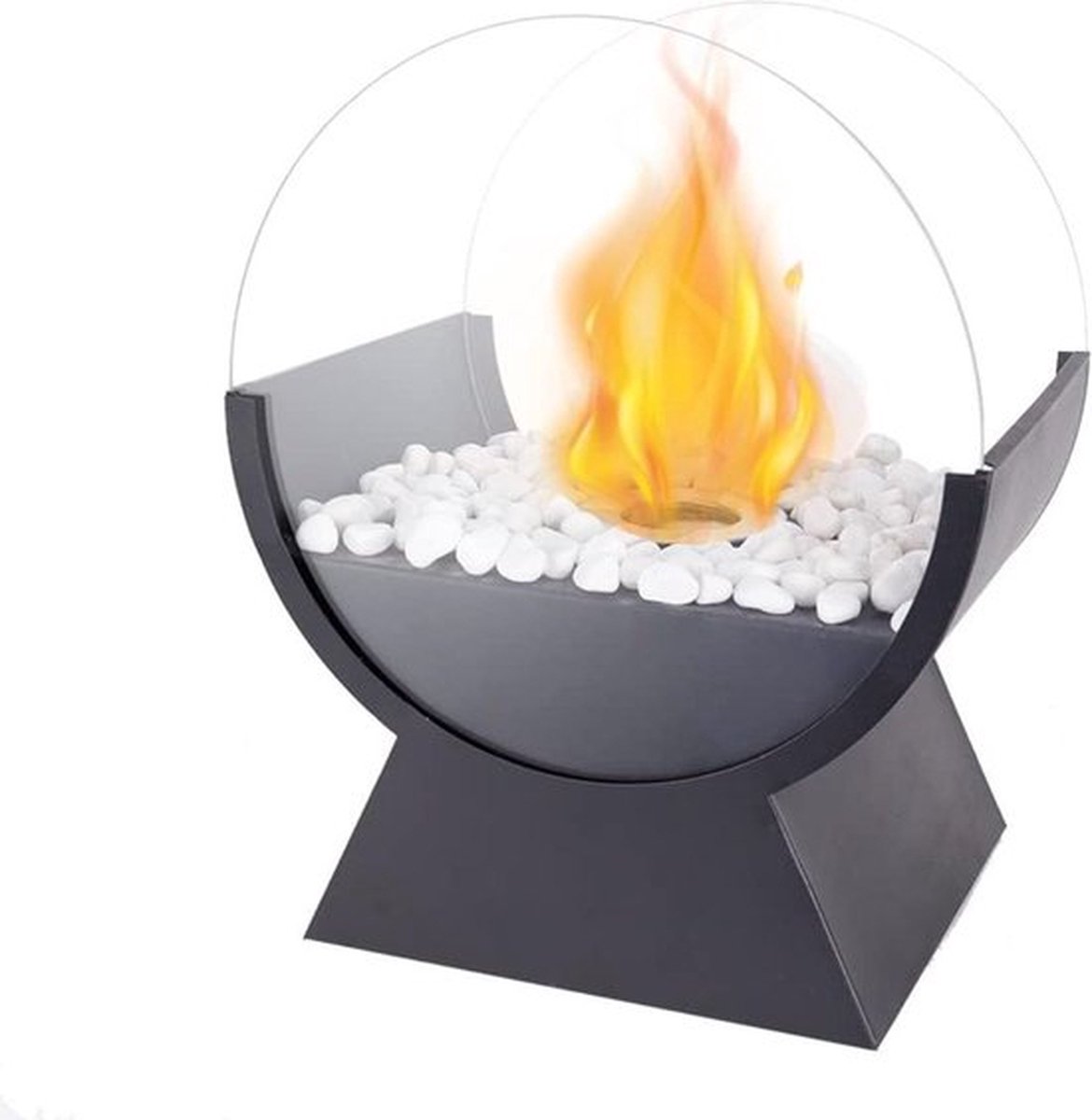 Luxe Gaslantaarn – Buiten – Tafelmodel – Tafehlaard – Sfeerhaard Binnen of Buiten – Oneindig Branduren – Bioethanol – Elegant Design – Grijs