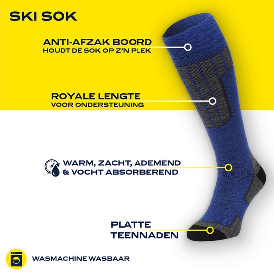 NOMAD® Ski Sock Essential 2-Pack - Taille 39-42 - Ski, Snowboard ou Marche - Bon transport de l'humidité - Renfort Extra