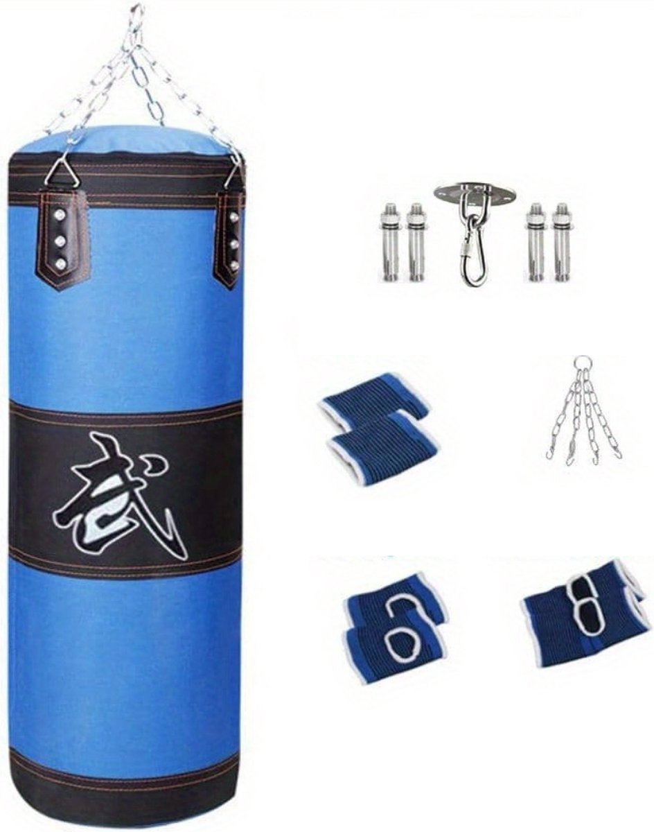 Bovista Boxzak - Bokspaal - Bokszak Ophangsysteem - Stootzak - Kickboks Zak Volwassenen - Punching Bag - Sport - (Niet Gevuld) - Blauw