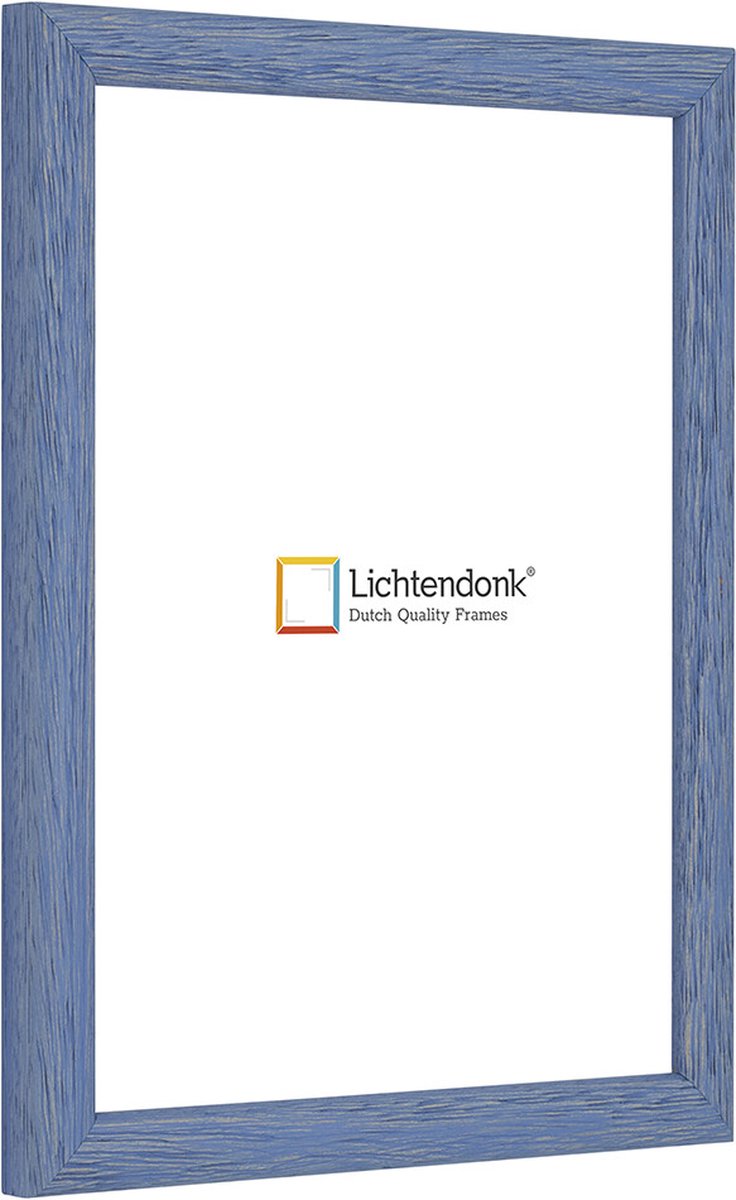 Fotolijst - Fotokader - Blauw - Halfrond met zichtbare houtnerf - Fotomaat 21x29,7 - Ontsp