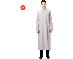 Bovista Arabisch Mannen Kaftan - Djellaba Heren - Islamitische Kleding - Moslim Kleding - Alhamdulillah - Grijs M
