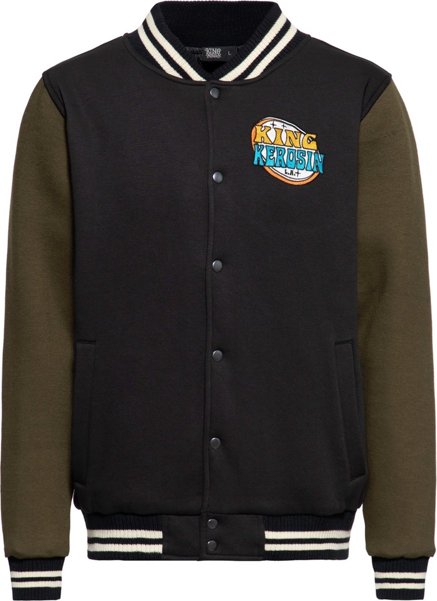 King Kerosin College Sweat Jacke KKI44062 Black & Green-3XL