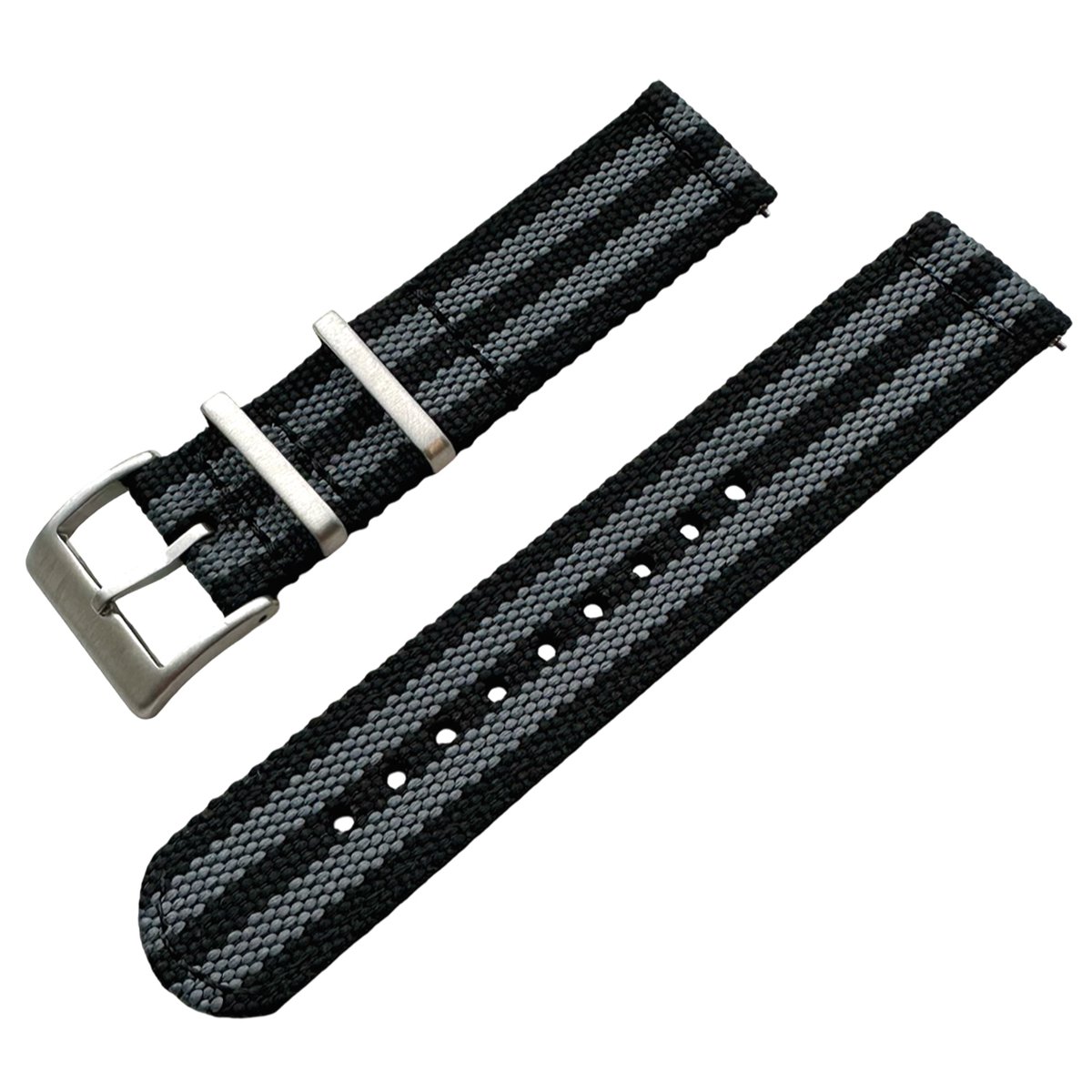Canvas Like Nylon Two Piece NATO Strap - Makkelijk Zelf te Verwisselen Horlogeband - James Bond 22mm