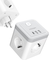 Voomy Cube 20W Verdeelstekker - USB-C Snellader - Stopcontact Splitter - USB-C + USB-A - Stekkerdoos Powercube - Wit