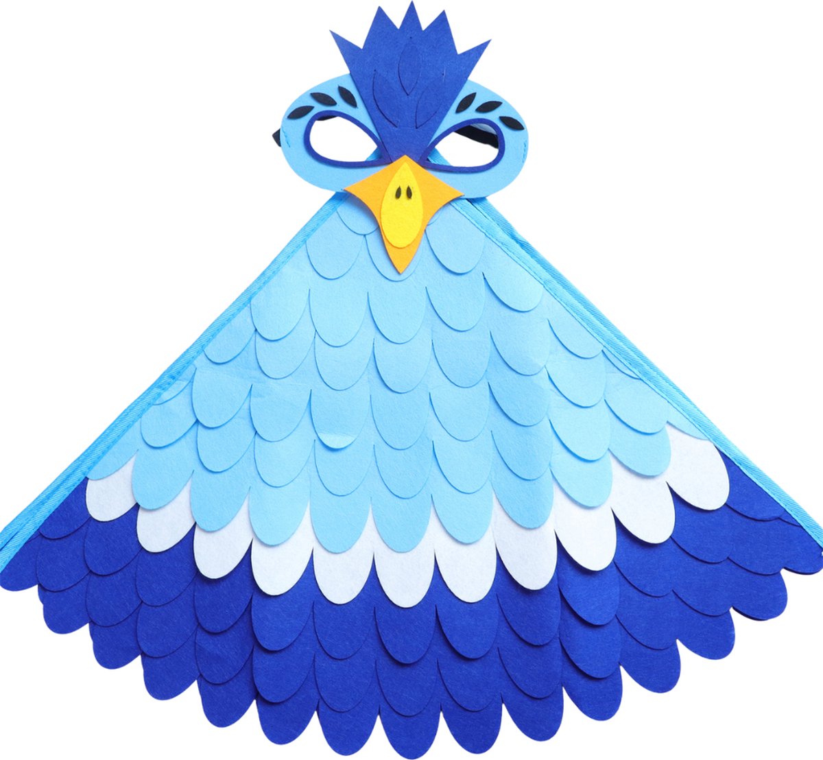 Joya Kids® Vogel Verkleedcape en Masker Blauw | Cape met Masker van Vilt | Vilten Verkleedset | Verkleden Paradijsvogel | Meisje en Jongen Verkleedkleding | Cape Set | Carnaval en Halloween Outfit Kinderen — afbeelding 9