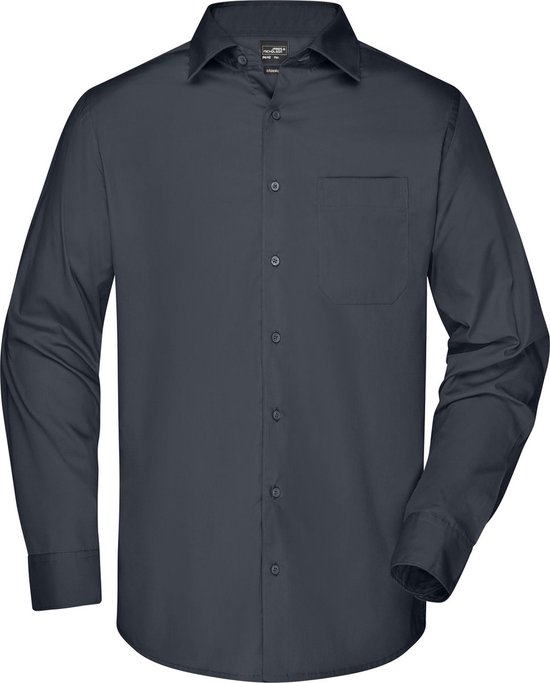Overhemd Heren met Lange Mouw (Koolstofgrijs) - Maat 4XL