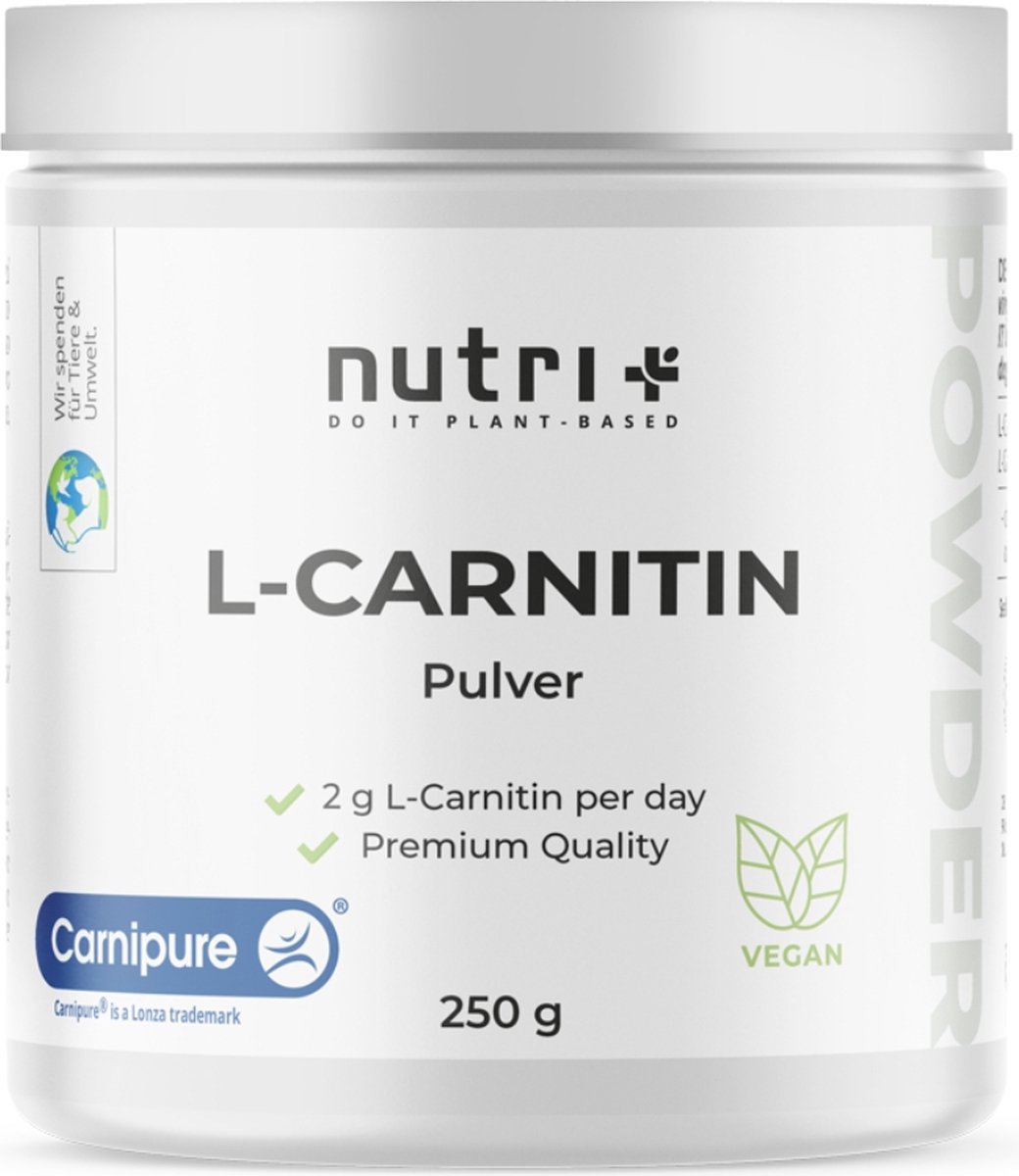 Goedkoopste nutri L-Carnitine Carnipure poeder - 100 zuiver L-Carnitine Tartraat Poeder van Lonza - 3000mg carnitine poeder per portie zonder toevoegingen - 250 g