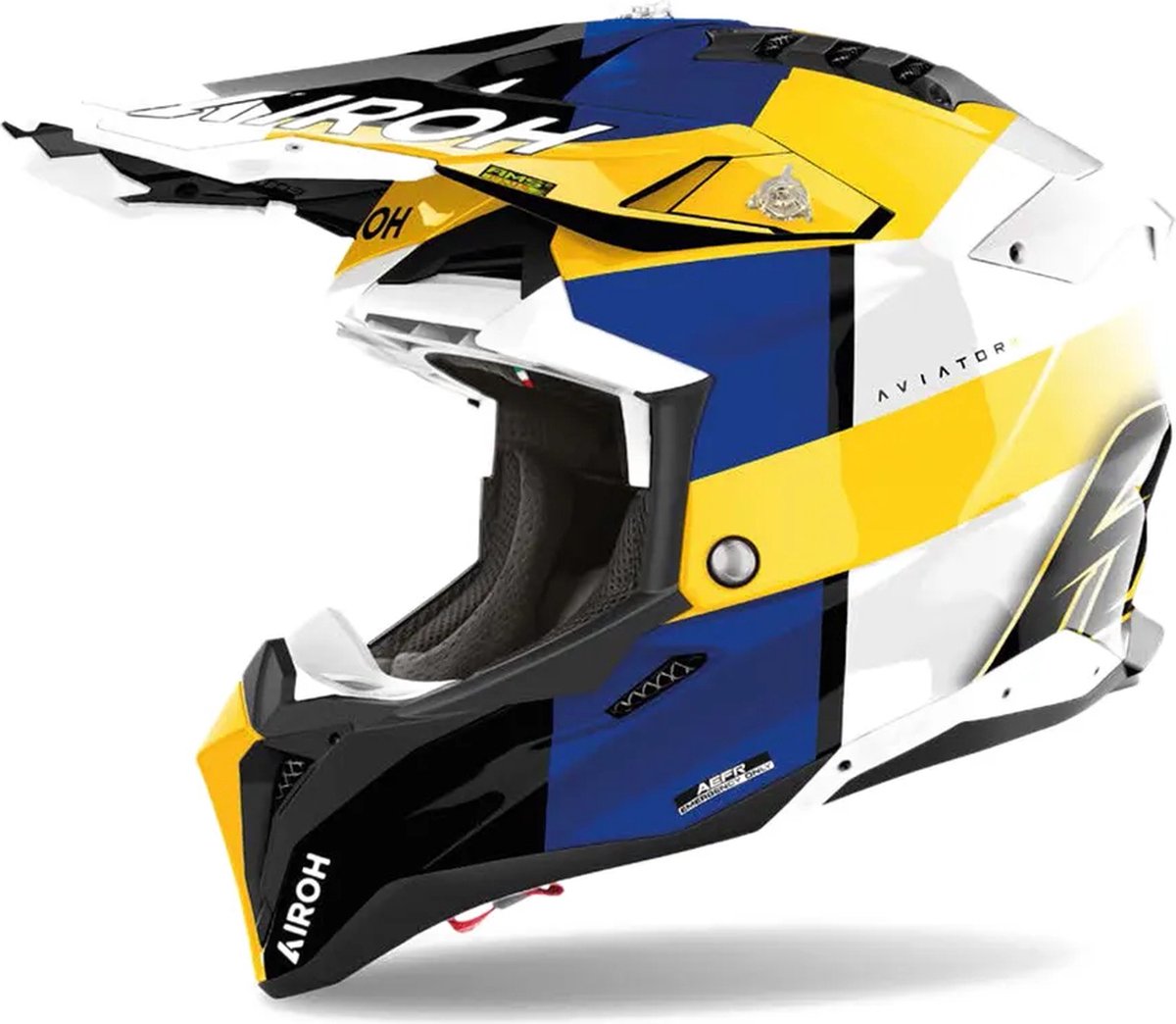 Airoh Helm Aviator 3 AMS² Monarch glans blauw wit geel M