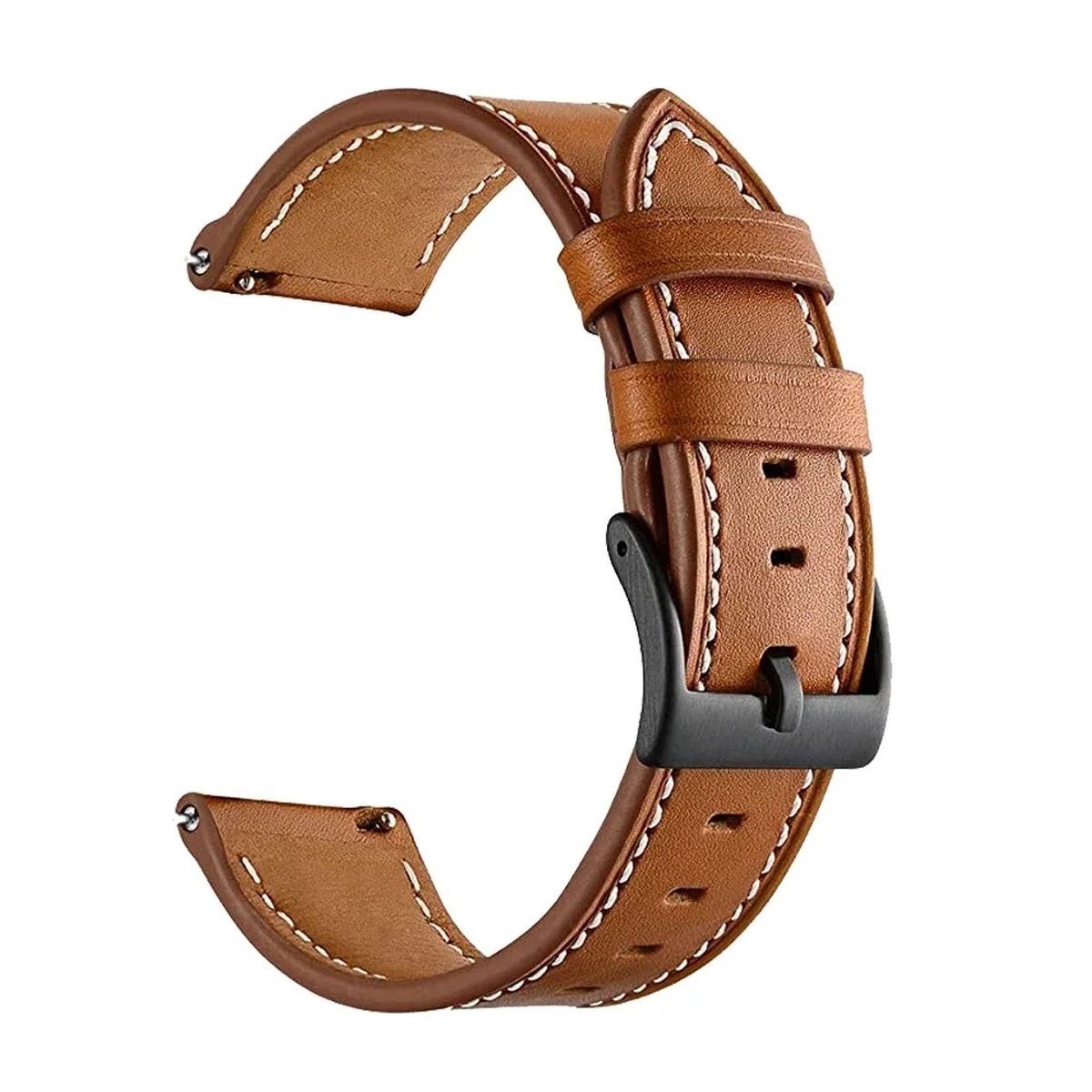 Bruine PU Lederen Horlogeband 22mm - PU Leer, Quick Release, Geschikt voor Smartwatch en analoge horloges bijvoorbeeld Garmin, Seiko, Fossil Meer
