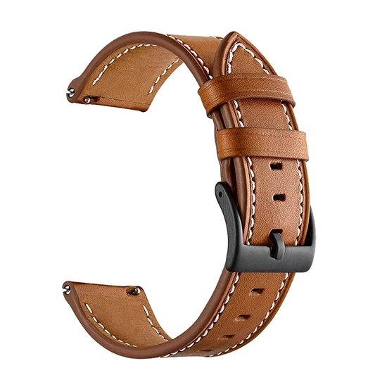 Bracelet de montre en cuir PU marron 22 mm - Cuir PU, libération Quick , adapté aux montres intelligentes et montres analogiques telles que Garmin, Seiko, Fossil et plus