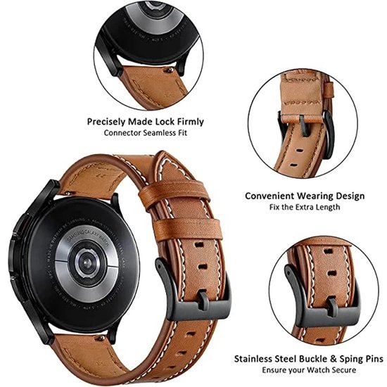 Bracelet de montre en cuir PU marron 22 mm - Cuir PU, libération Quick , adapté aux montres intelligentes et montres analogiques telles que Garmin, Seiko, Fossil et plus