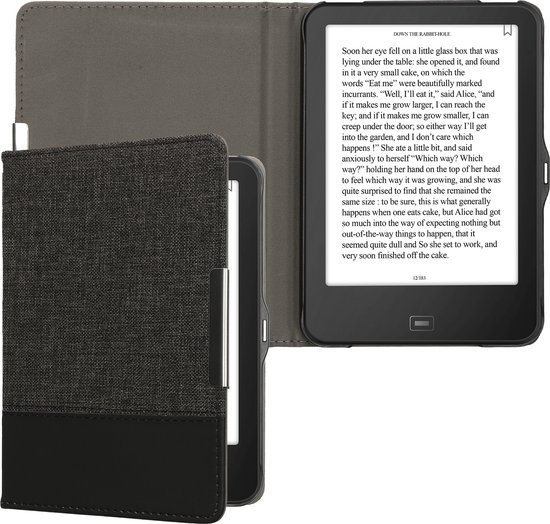Housse kwmobile adaptée à Tolino Vision 1 / 2 / 3 / 4 HD - Housse de protection en toile anthracite / noir - Pour liseuse -