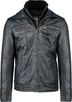 Urban 5884® - Carlo - Heren Winterjas – Jack - Uitritsbare Kraag – Lams Leer – Denim Blauw- Maat 4XL