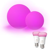 GG-spot Sphere Sfeerlamp Bol Combi Duo Ø 30 cm & 40 cm - Tuinverlichting - Buitenlamp - E27 - Wit - 2 Lichtpunten - Incl. Philips Hue White & Color Ambiance E27