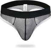 Sexy String Visnet Zwart/Wit Maat XL