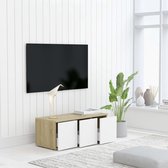 Decoways - Tv-meubel 80x34x30 cm spaanplaat wit en sonoma eikenkleurig