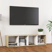 Decoways - Tv-meubel 142,5x35x36,5 cm spaanplaat wit sonoma eikenkleurig