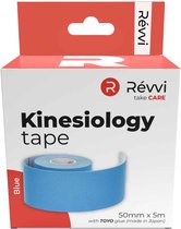 Révvi | Kinesiologie Tape - Elastische Tape met Golfpatroon - Rekbaar als de Huid - Stimuleert Bloedcirculatie en Spieractiviteit - Dagenlang Beschermd - 50mm x 5mtr - blauw - G