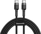 Baseus USB C naar USB-c kabel 1 Meter - Stevige nylon kabel - Oplaadkabel iPhone - 480 Mbps - Sneller opladen - iPhone kabel  (Zwart+Grijs)  CATKLF-GG1