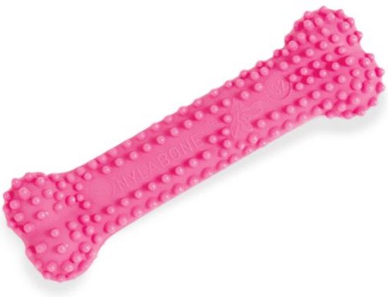 Roze Nylabone bot met noppen, voor puppy's