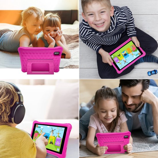 Kindertablet – Tablet Kinderen – 8 Inch – 32 GB – 3500 mAh Batterij – 2 GB Werkgeheugen – Android 10.0 – Met Beschermhoes & Screenprotector – Roze - Rylee