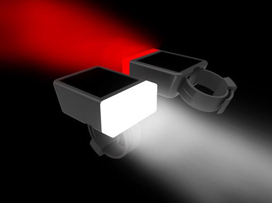 LITTA 2 Fietsverlichting op zonne-energie - Zwart (set) — afbeelding 2