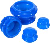 Cupping set om doorbloeding te stimuleren - Set van 4 afmetingen - Siliconen - Blauw
