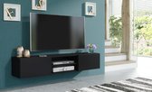 Pro-meubels - Hangend Tv meubel - Tv kast - Texas - Mat zwart - 160cm