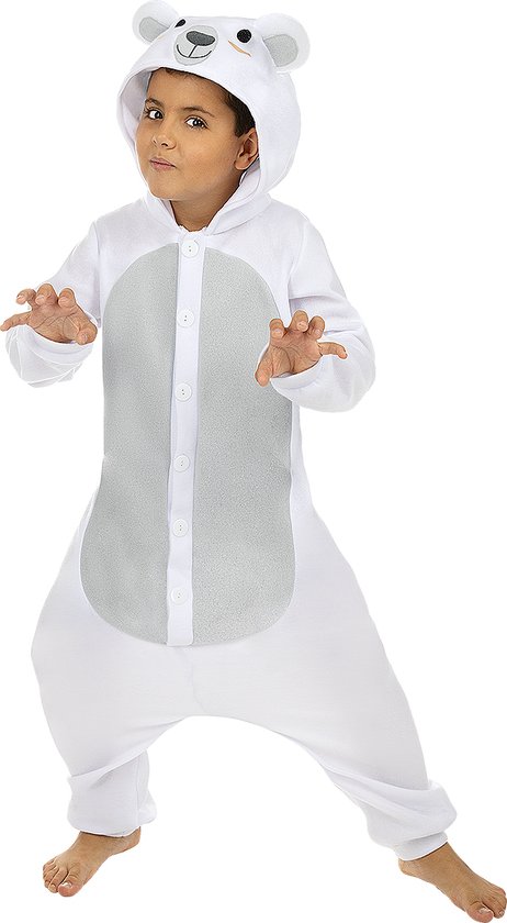 FUNIDELIA Ijsbeer Onesie voor kinderen - Ijsbeer Kostuum - Maat: 97 - 104 cm