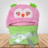 Baby badcape met capuchon Vrolijke vogel | Vrolijke Vogel fleece deken baby en peuters | Deken Kinderen | wikkeldeken | Dekentje baby & peuter 0-3 jaar