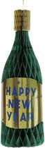 Honeycomb Fles "Happy New Year"Oud en Nieuw versiering - Groen / Goud - Papier / Karton - 45 cm - Oud en Nieuw - Feestdagen - 31 december - Feest - New Year