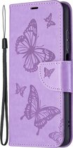 Xiaomi Redmi 10 4G Hoesje - Mobigear - Butterfly Serie - Kunstlederen Bookcase - Paars - Hoesje Geschikt Voor Xiaomi Redmi 10 4G