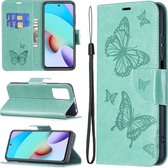 Mobigear Telefoonhoesje geschikt voor Xiaomi Redmi 10 4G Hoesje | Mobigear Butterfly Bookcase Portemonnee | Pasjeshouder voor 2 Pasjes | Telefoonhoesje voor Pinpas / OV Kaart / Rijbewijs - Groen