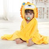 Baby badcape met capuchon Leeuw | Lieve Leeuw blauw fleece deken baby en peuters | Deken Kinderen | wikkeldeken | Dekentje baby & peuter 0-3 jaar