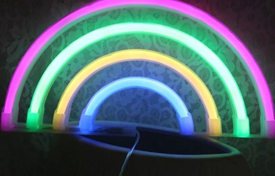 Groenovatie LED Neon Wandlamp "Regenboog" - Op Batterijen en USB - 28x15x2cm - RGB