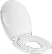 Aloni AL0340 Siège De Toilette Avec Siège Pour Enfant Charnières Duroplast Inox À Fermeture Amortie À Dégagement Rapide Blanc