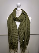 Lange dames sjaal Kate effen gestreept olijf groen