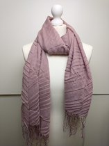 Lange dames sjaal Kate effen gestreept licht mauve paars