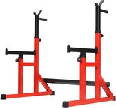 Squat Rack - Multifunctionele Barbell Rack -Versterkt halterrek belastbaar - Haltersteunen - Squatten - Professionele fitnessapparatuur voor thuis -rood