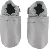 Leren Baby Slofjes | 3 tot 18 maanden | Maat: 20 (15-18 maanden) | 100% echt leer | Kleur: zilver