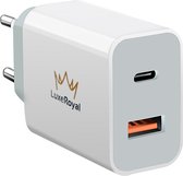 20W Power Oplader USB C Adapter en USB A 2 in 1 Lader - Fast Charger Oplaadstekker - Snellader iPhone/iPad/Samsung Etc - Universeel Wit - 1 Stuk