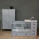 Cabino Combi Babykamer Combi Ledikant Memphis & Kledingkast Dayley – Grijs