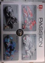 set van 4 passion building Blocks raceauto 4 verschillende kleuren